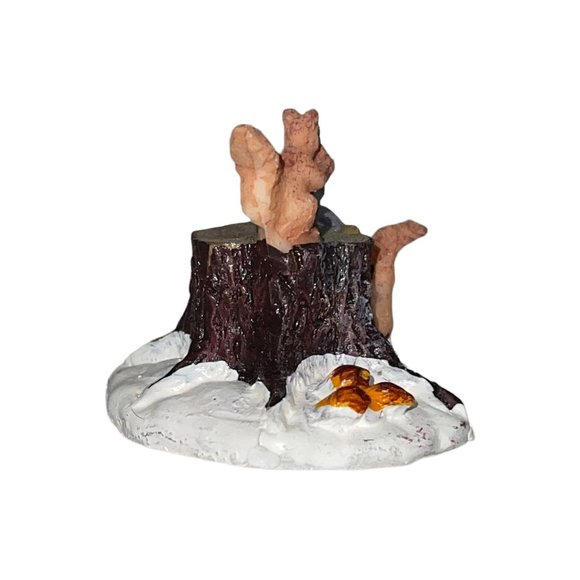 Lemax Chipmunks 72539 Christmas Village Accessory Accent Tree Stump Snow - Picture 10 of 12